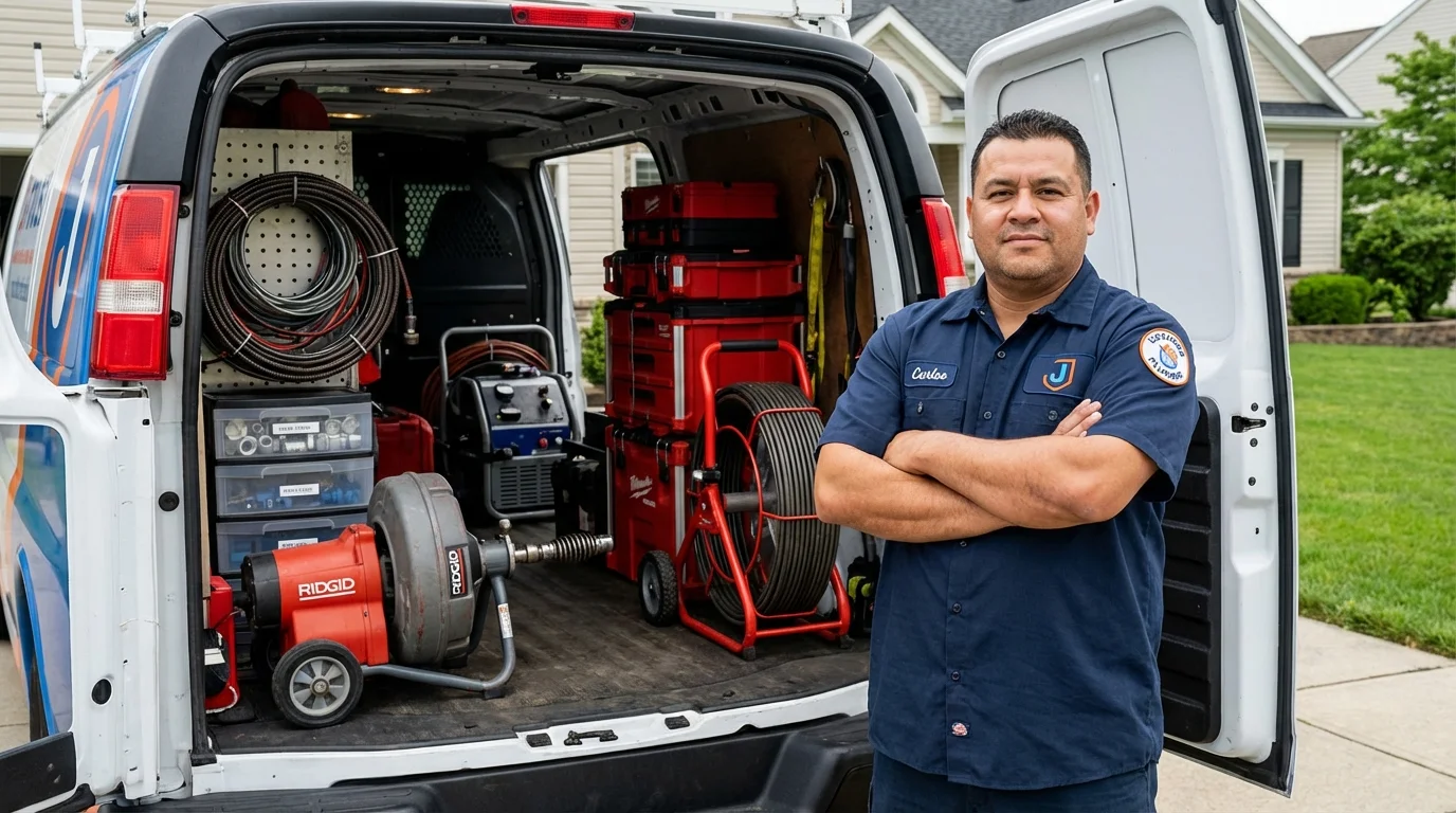 Professional drain cleaning equipment and Johns Plumbing LLC plumber in McCleary