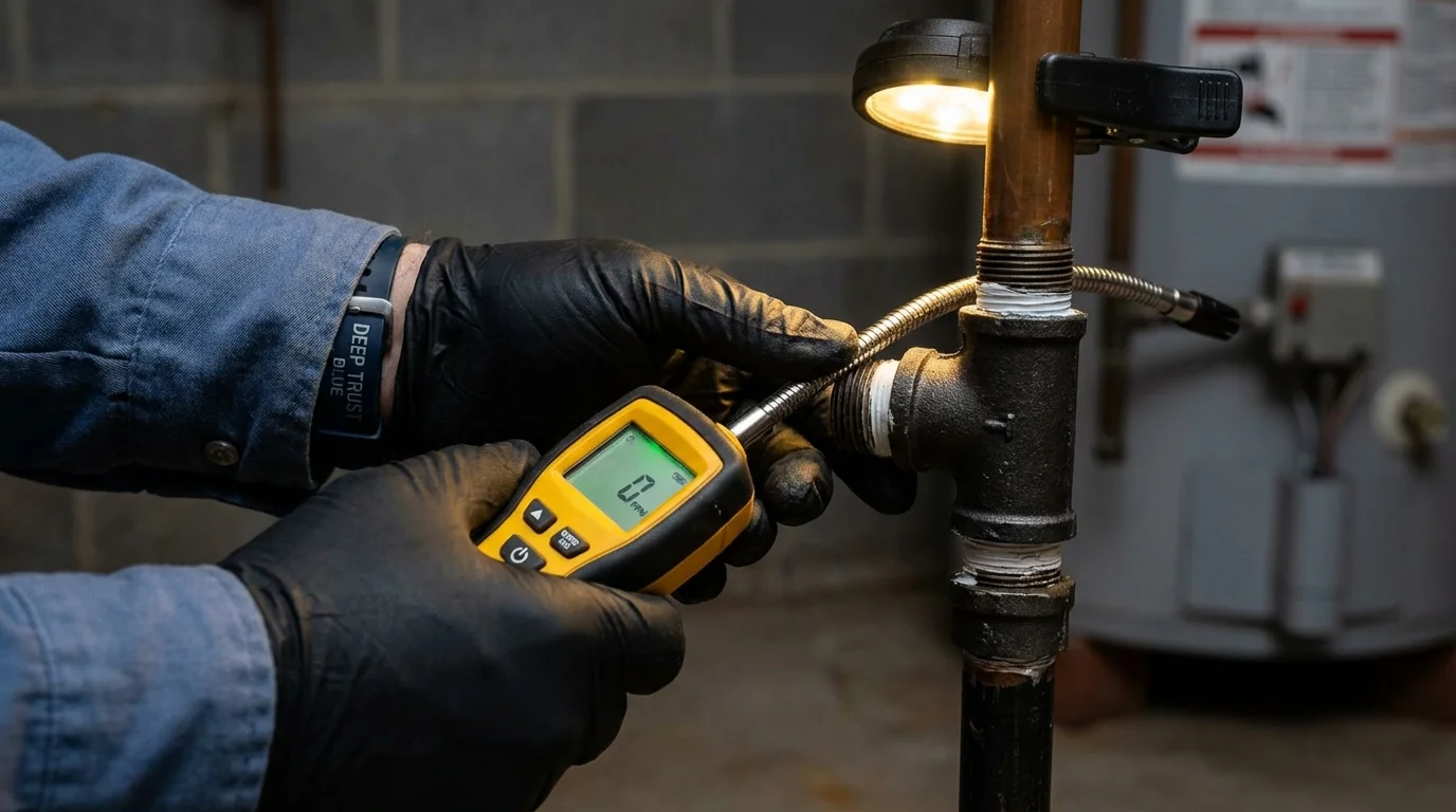 Gas leak detection with electronic sniffer by Johns Plumbing LLC in McCleary