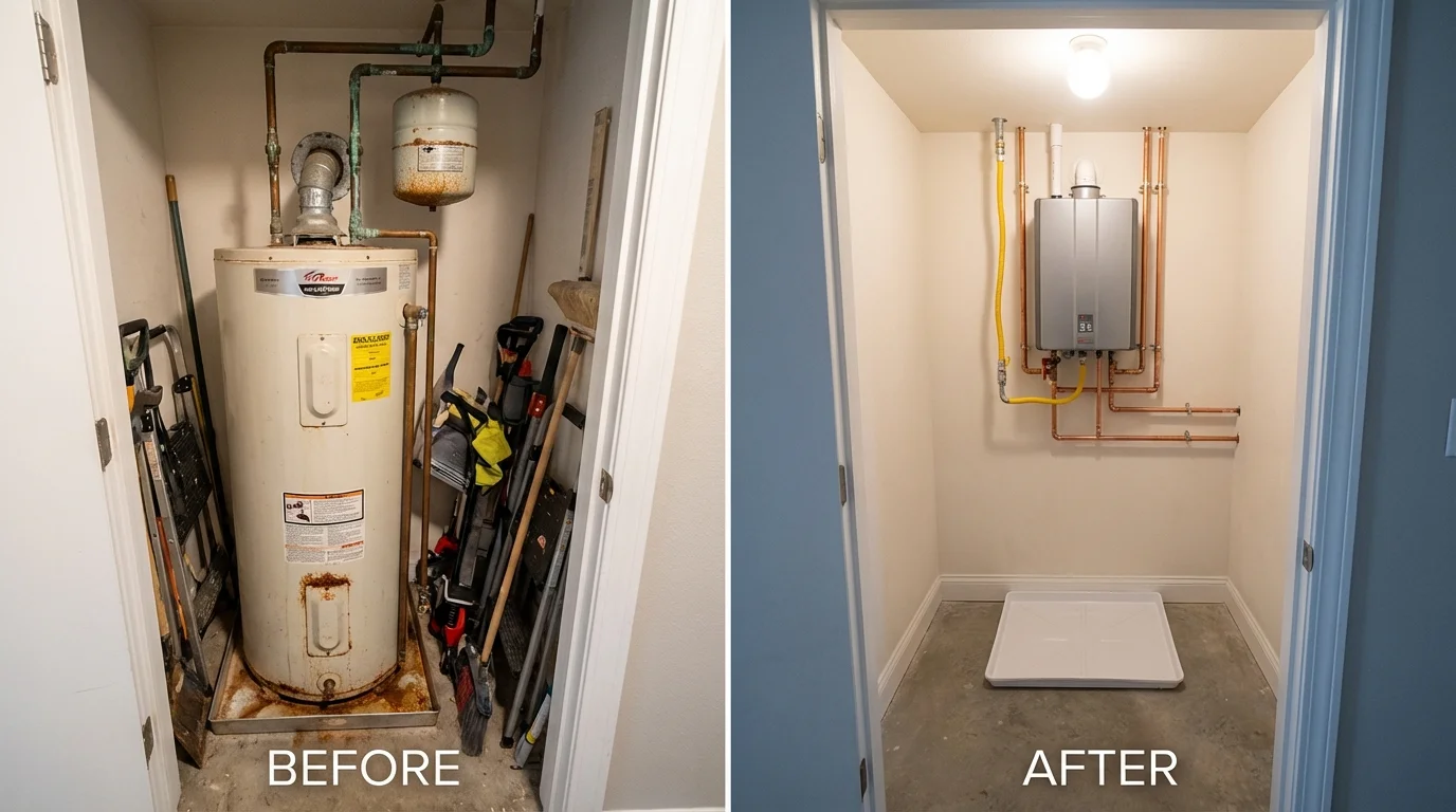 Tank water heater versus wall-mounted tankless unit comparison for McCleary, WA homeowners