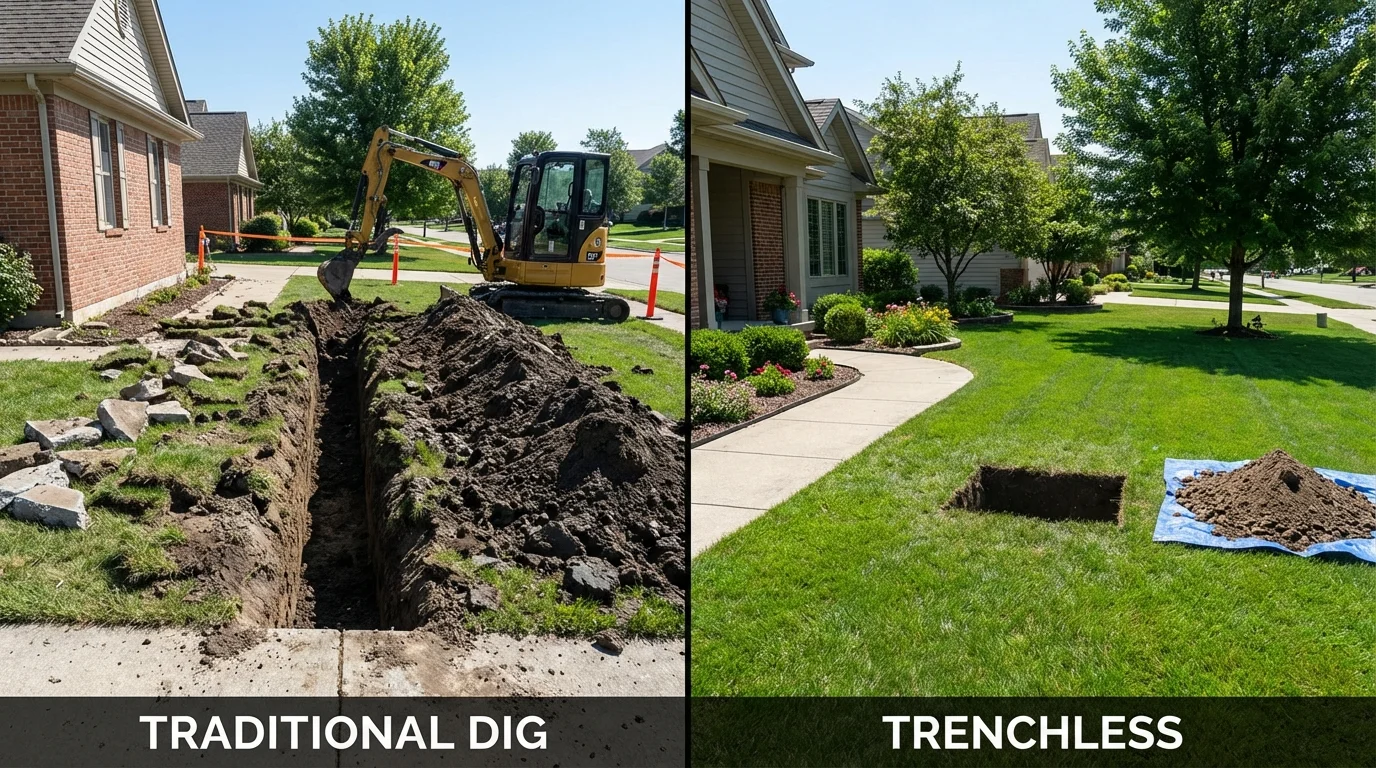 Trenchless sewer repair with minimal yard damage versus traditional excavation in McCleary, WA